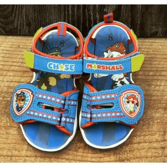 2021 Nickelodeon Paw Patrol Light Up Sandals Kids 8 Hook and Loop Straps - Picture 1 of 12